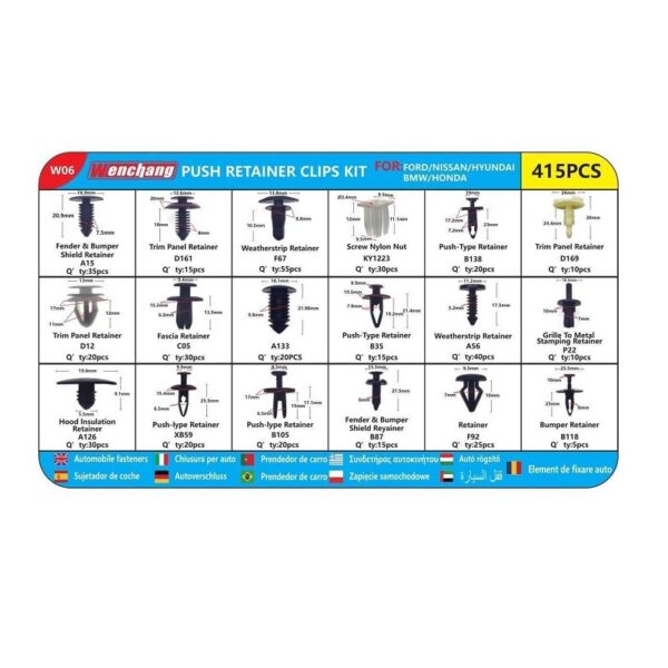 Σετ συνδετήρες αυτοκινήτου - Push Retainer Clips - 415pcs - 043752